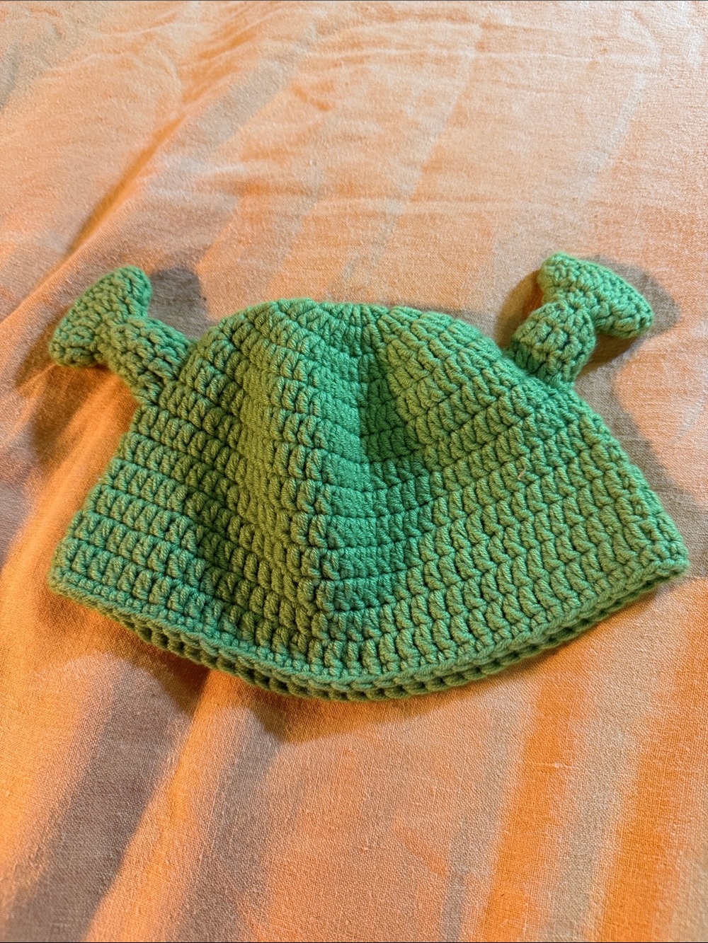 SHEIN Green Crochet Kids Hat with Playful Ear Knobs